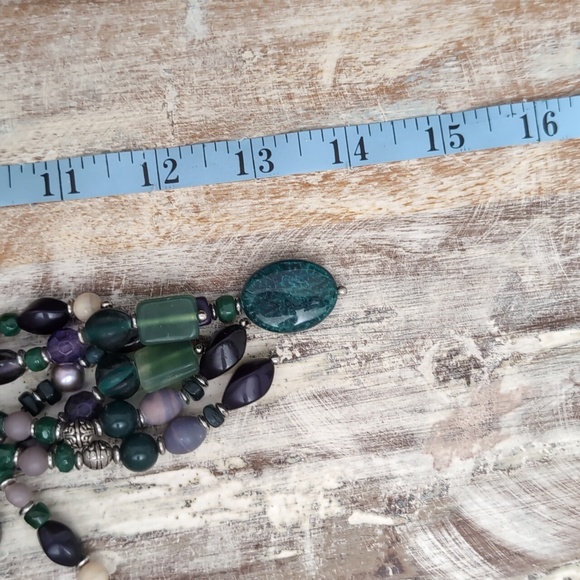 Chico's "Declan" Bib Necklace Glass, Metal, Lurex - Picture 10 of 11